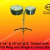 8 Inch and 10 Inch Timbali Set with flat ring with Single U Clamp Stand